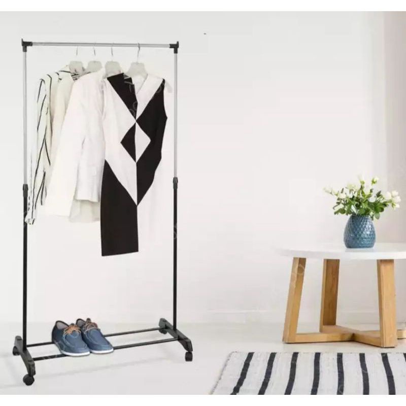 stand hanger single double pole jemuran pakaian