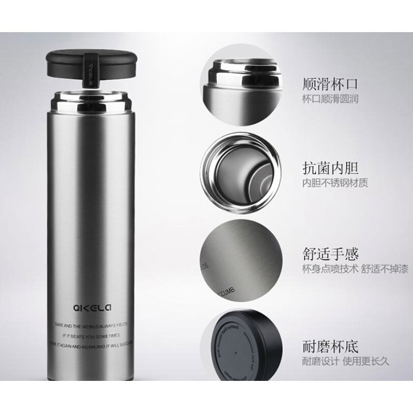Botol Minum Thermos Stainless Steel 450ml QKELLA Black