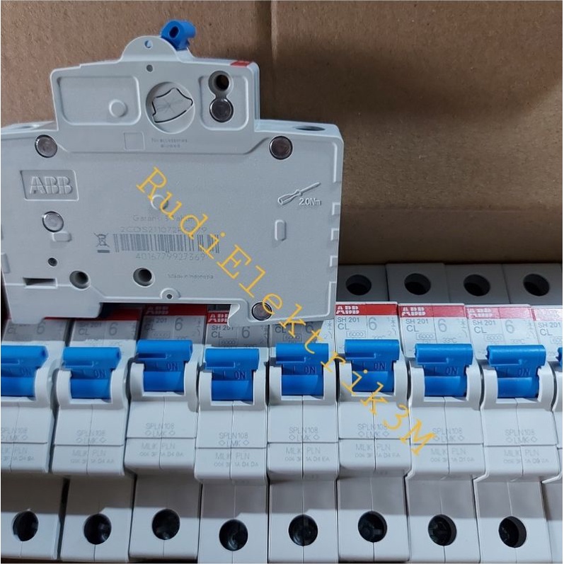 MCB ABB 6A 1Phase Original PLN type SH 201 Biru