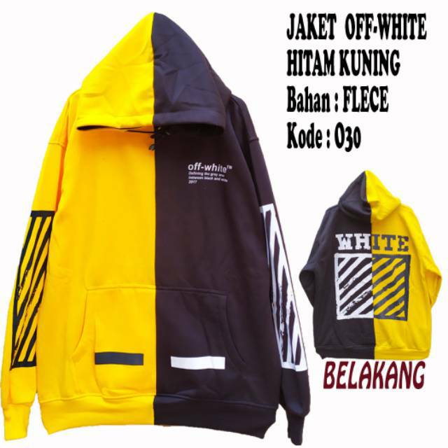Jaket hoodie off-white hitam kuning O30