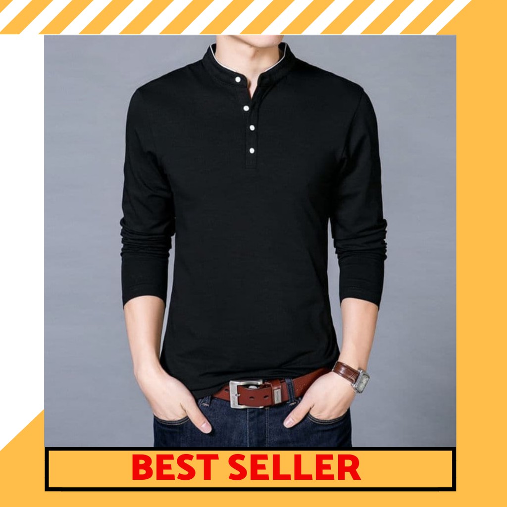 KAOS PRIA LENGAN PANJANG / KAOS KOKO / KAOS MUSLIM / KAOS PRIA KEREN/ KAOS SHANGHAI/ KAOS PRIA MURAH