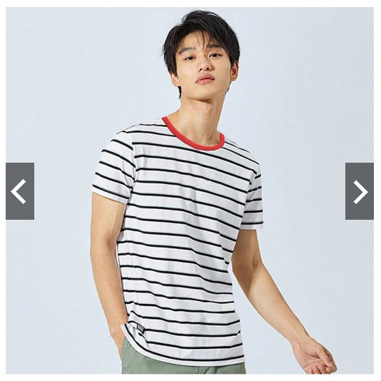 FIFI FASHION Baju Kaos Pria Oblong Model Korea Lengan Pendek Corak Salur - Thomas