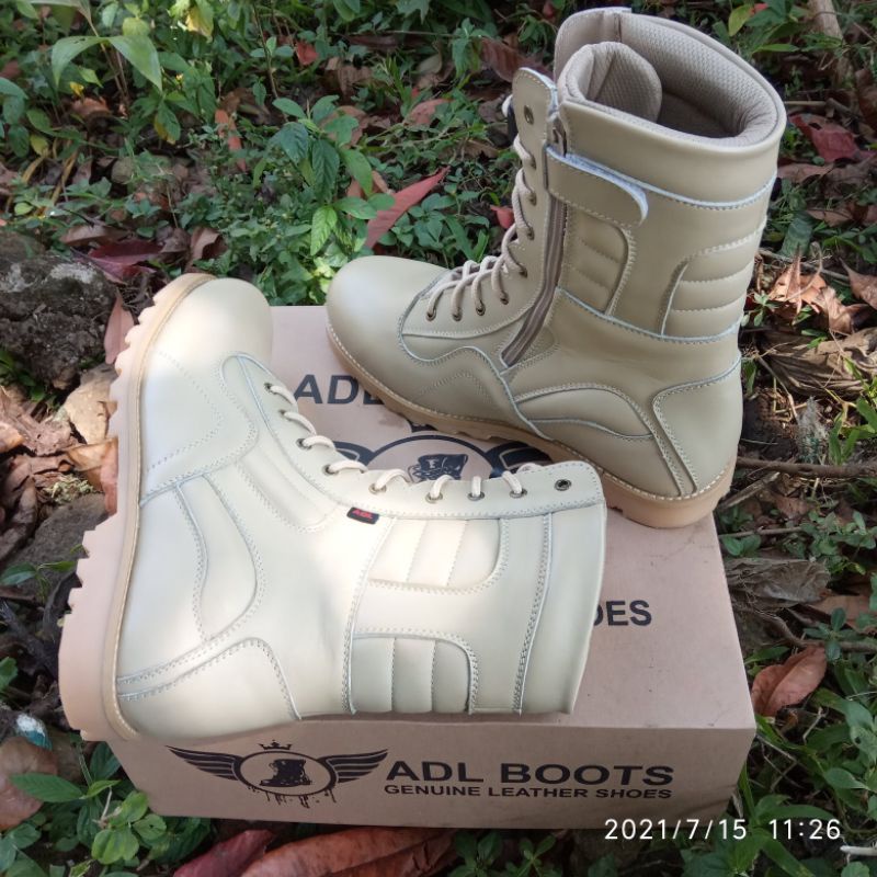 sepatu pdl gurun/pol pp/pns/tni/polri cream hitam doff hitam kilap ADL boots