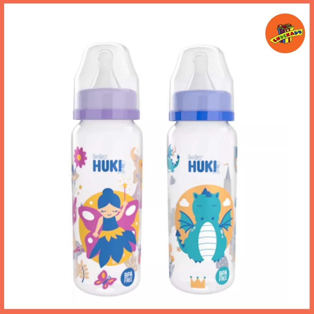 HUKI SLIM SILICONE NIPPLE BOTTLE CI 0341 240ml - Botol Susu Seri Dongeng