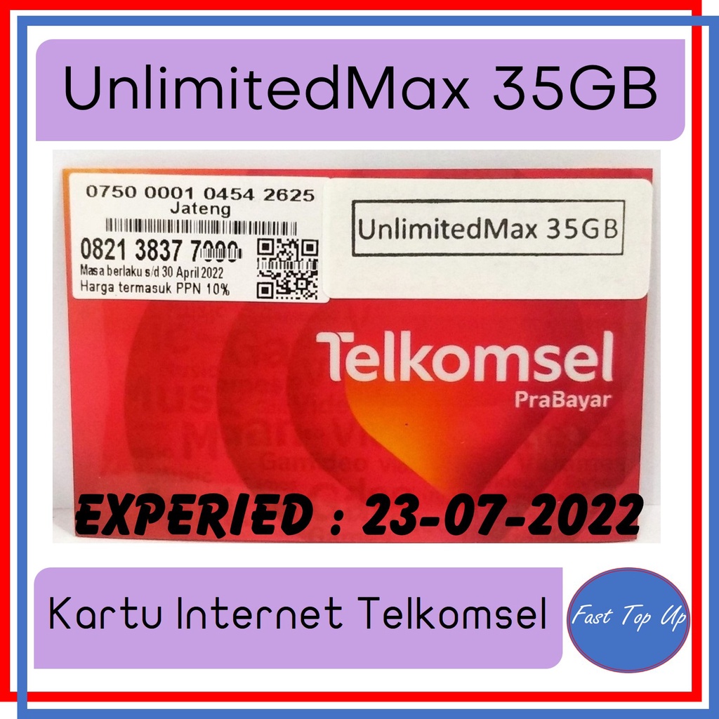 Kartu Telkomsel Unlimited 35GB UnlimitedMax 35GB