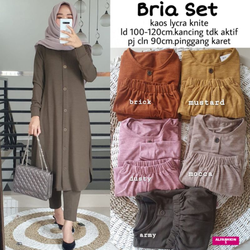 Bria Set Wanita Bahan Kaos Lycra Knite Ori Al Fashion