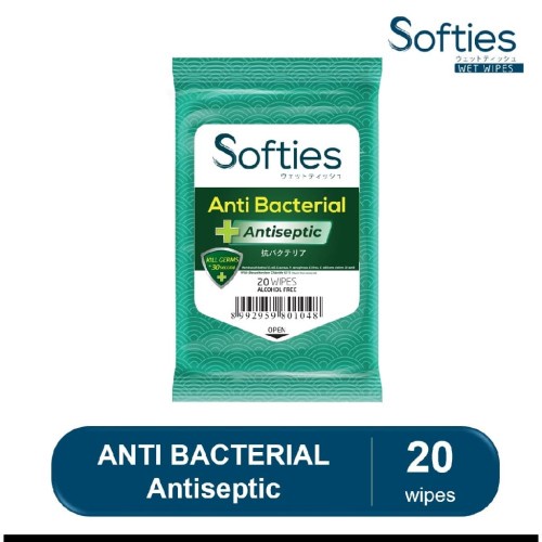 SOFTIES ANTI BACTERIAL +ANTISEPTIC 20 WIPES