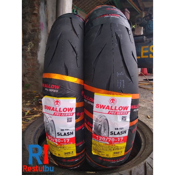 1 Pasang Ban Tubeles Swallow Slash SB-151 90/80-17 & 120/70-17 Soft Compound