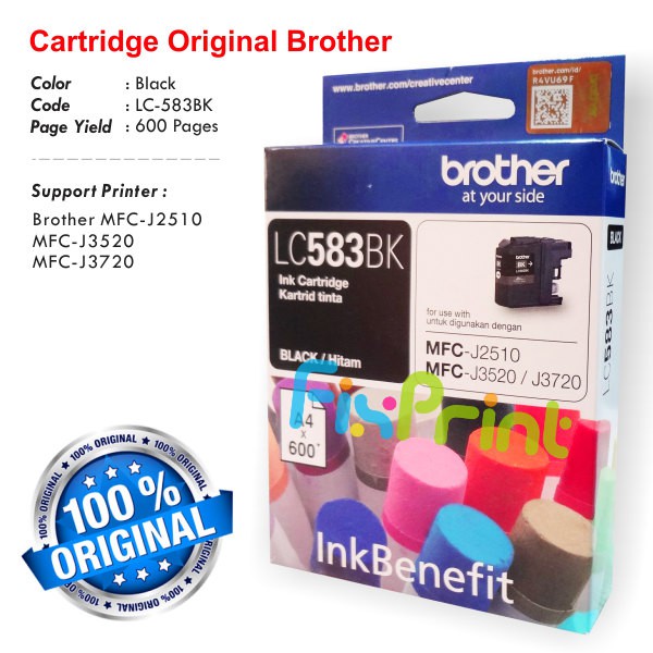 Cartridge Tinta Original Brother LC-583 LC583BK Black LC583C Cyan LC583M Magenta LC583Y Yellow