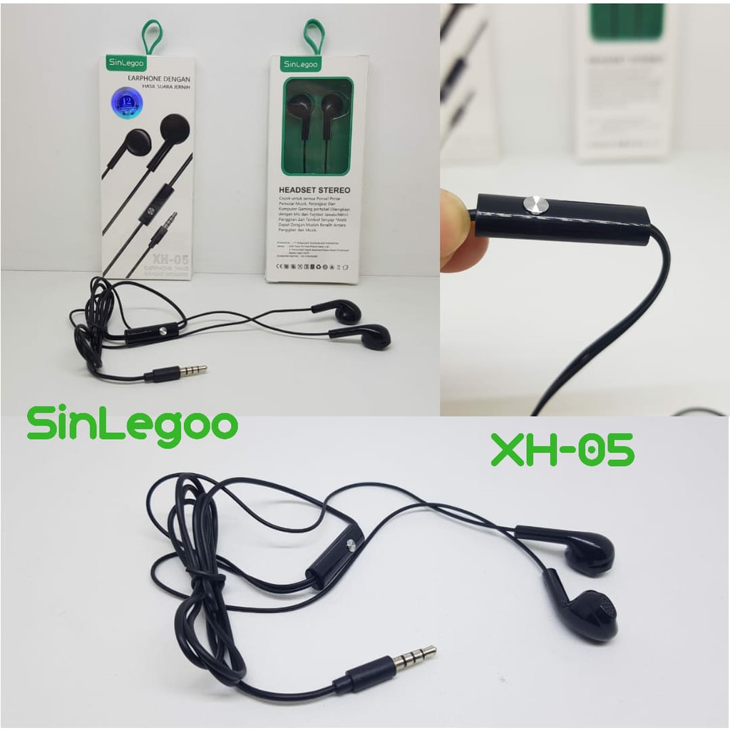 SINLEGOO Headset Stereo XH05 Headset Microphone Earphone 3.5mm SinLegoo XH-05 SUARA JERNIH GARANSI