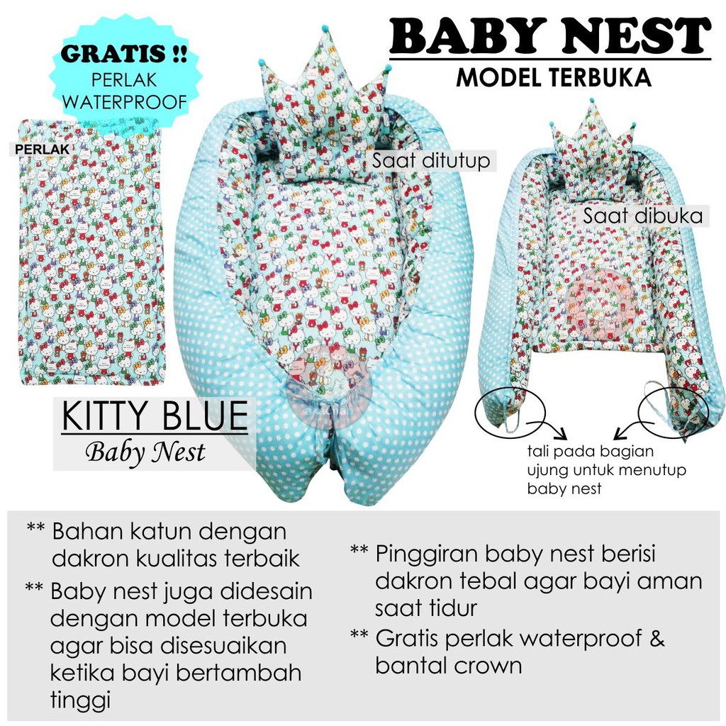 BABYNEST MODEL TERBUKA Baby Nest Tempat Tidur Bayi Kasur Bayi Free Perlak Waterproof babynest