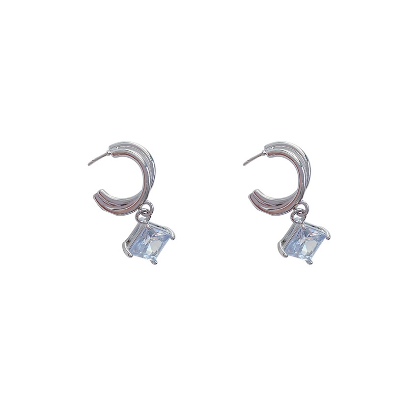 Anting Kait silver needle 925 Zircon Geometris Untuk Wanita