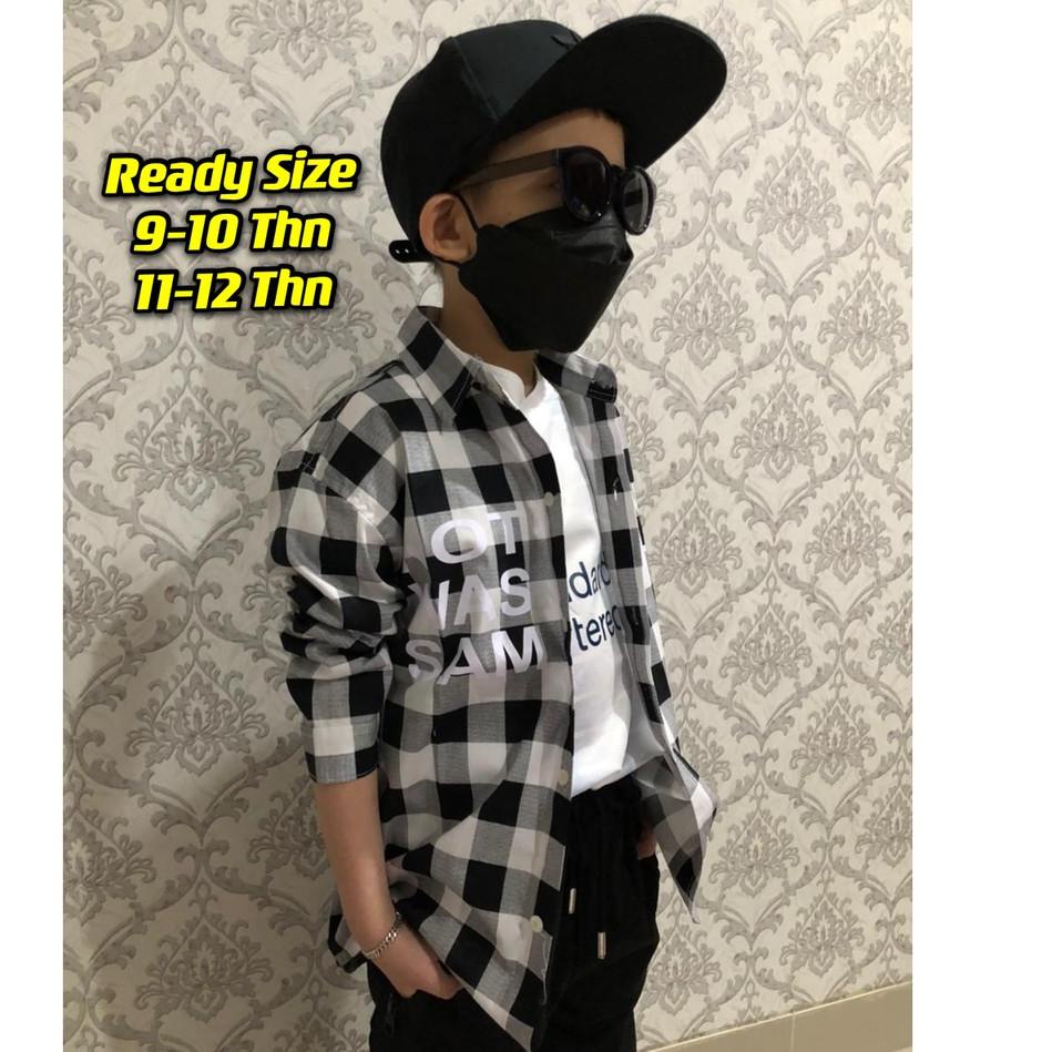 kemeja kotak anak hitam putih / kemeja flanel anak laki laki / kemeja kotak anak laki laki / kemeja 