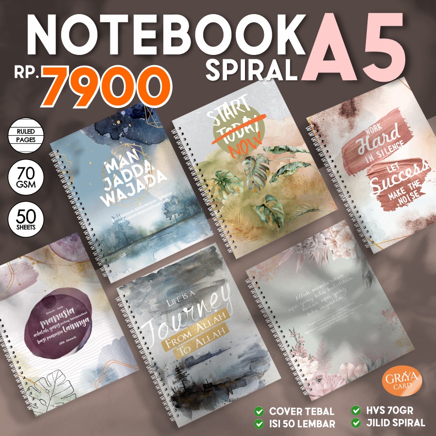 

NOTEBOOK A5 SPIRAL DESAIN AESHTETIC | BUKUTULIS SPIRAL | BUKU CATATAN SEKOLAH | JOURNAL A5