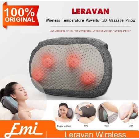 leravan wireless massage pillow with heating plate alat pijat