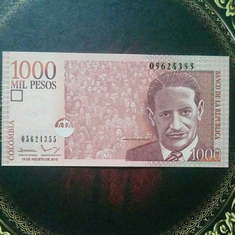 uang 1000 peso colombia 2015 unc