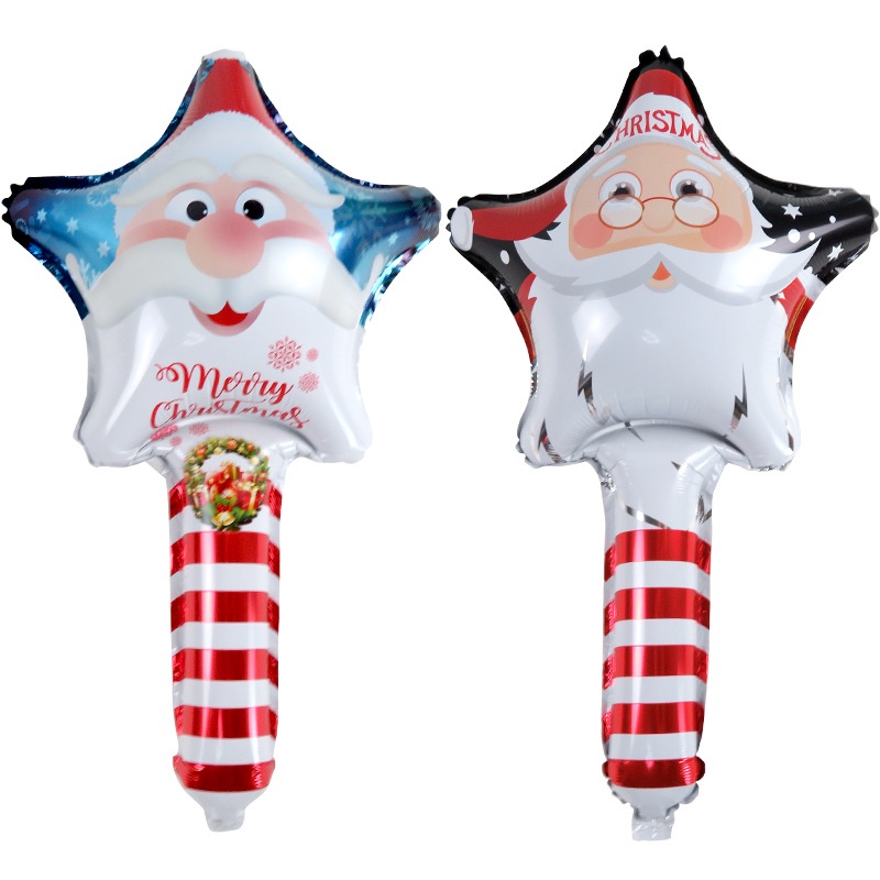 1 Pc Pack 24 Inch Christmas Inflatable Stick / Cane Candy Elk Head Gingerbread Man Snowman Holding Balloon For Home Decor Party Supplies