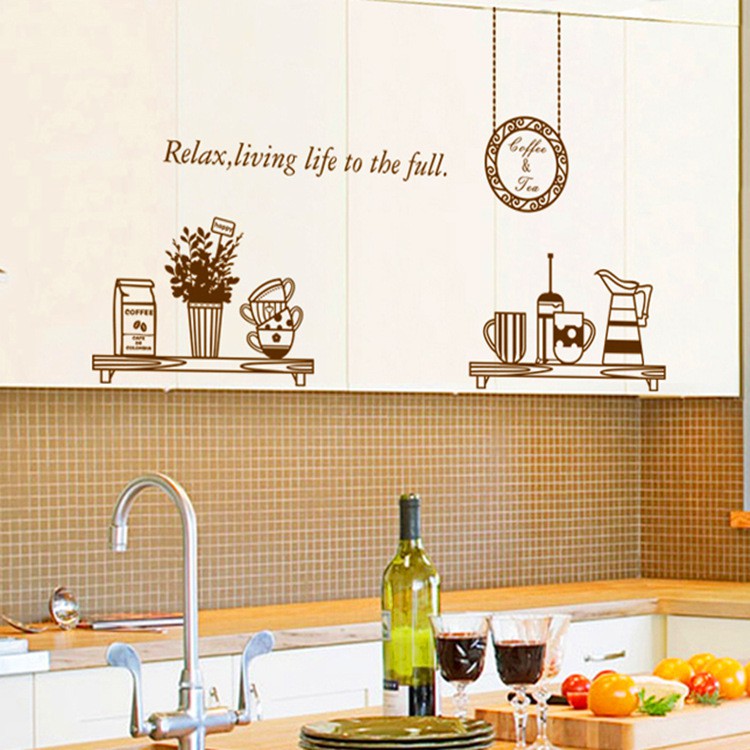 RELIZA WALL STICKER DAPUR KITCHEN CAFE CANGKIR STIKER DINDING AY6036