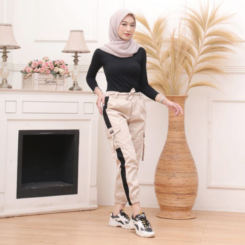 Celana Cargo Wanita Jumbo Cargo Pants Celana Jogger Wanita  Baggy Pants Murah Size