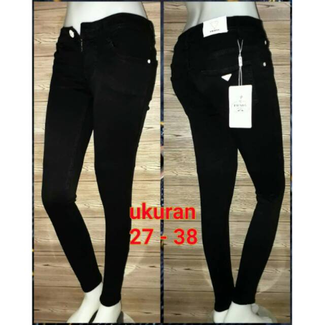  Celana Panjang Wanita Soft Jeans Hitam Premium Shopee 