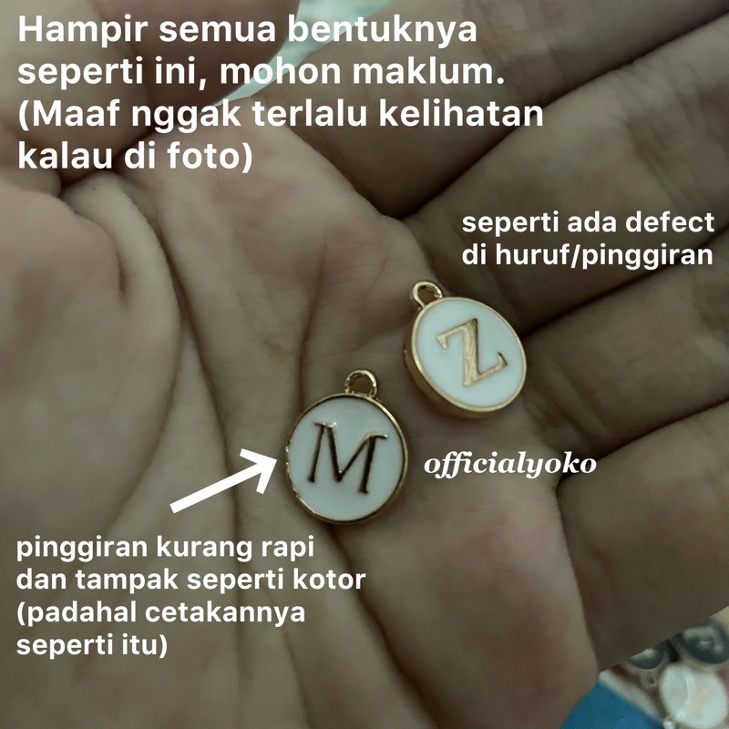 Charm/Liontin Huruf Bulat 2 Sisi jual per pcs PART 1 (A-M)