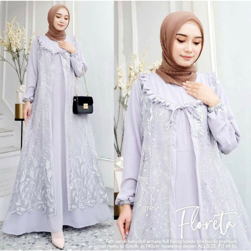 DRESS KONDANGAN BRUKAT - FLORETA MAXY BRUKAT - DRESS MAXY PESTA - DRESS BRUKAT PREMIUM