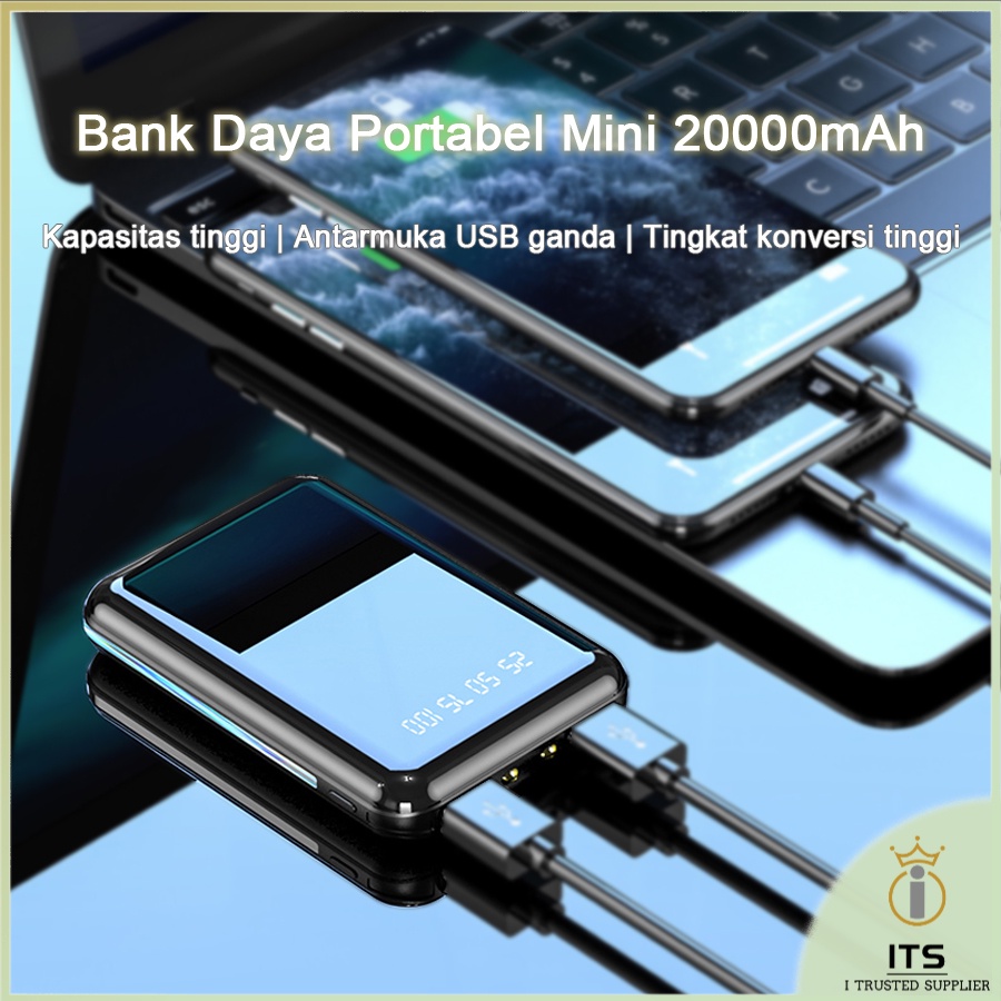 ITS Bank Power 20000mAh Mini Portabel Tampilan digital Quick Charge 3.0 2 Antarmuka USB Powerbank Murah Cahaya led Tipis ringan