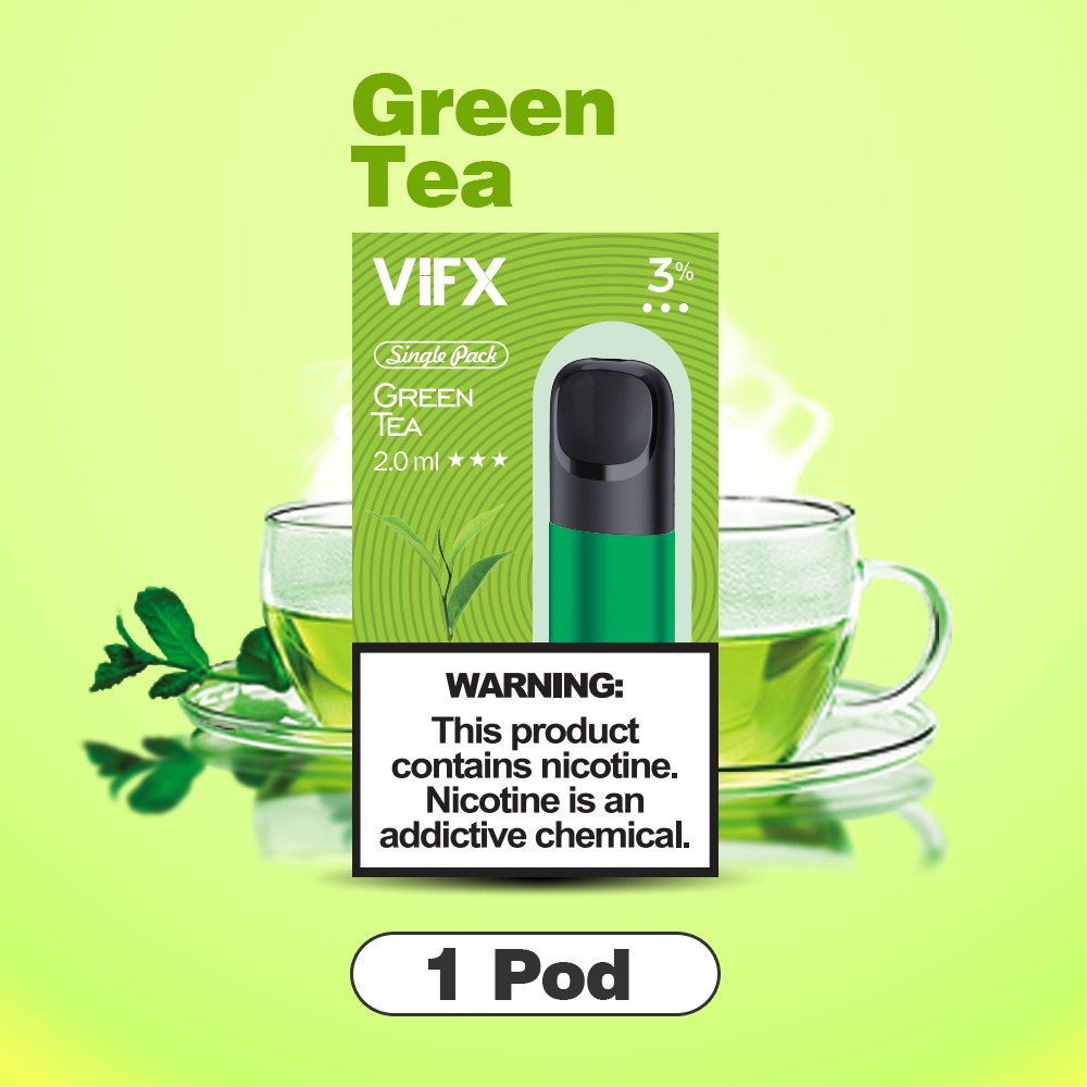 ViFX Pod Compatible RELX Infinity &amp; Essential &amp; Phantom - Green Tea Flavours∣1 Pack Isi 1   Pod