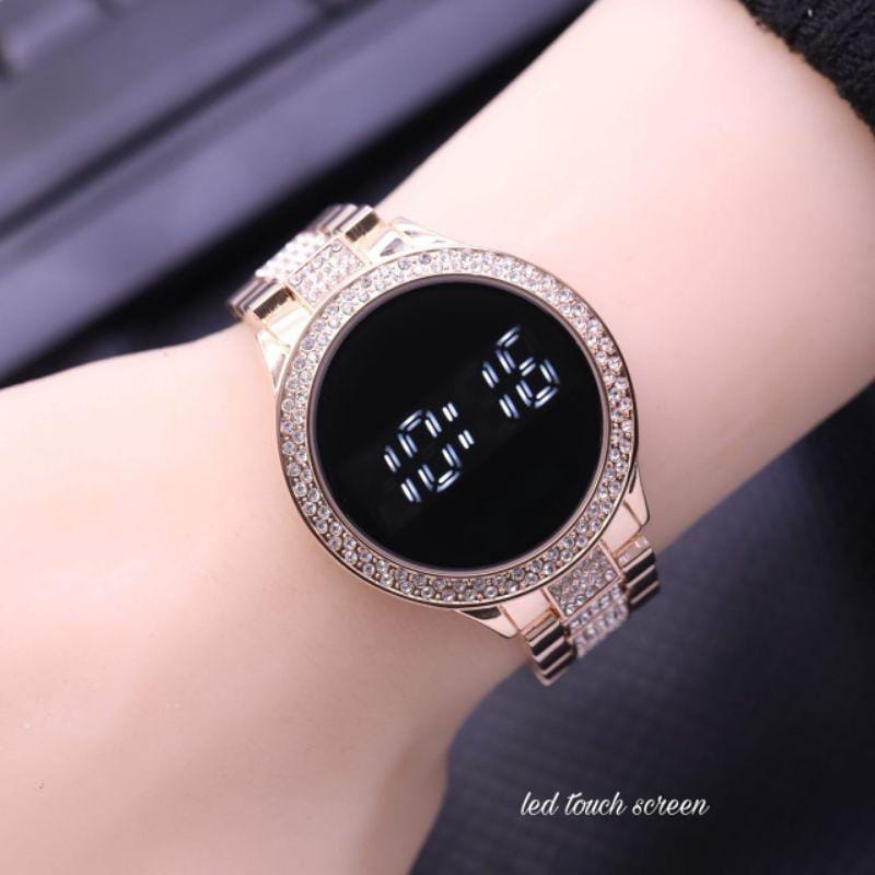 Best Seller Jam Tangan Fashion Wanita Diamond Rantai LED Touch Screen FS-35