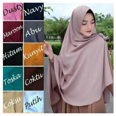 KEREN JILBAB INSTAN KHIMAR JUMBO BELAH TENGAH KUPU / KHIMAR PET JUMBO BELAH KUPU HIJAB SYARI