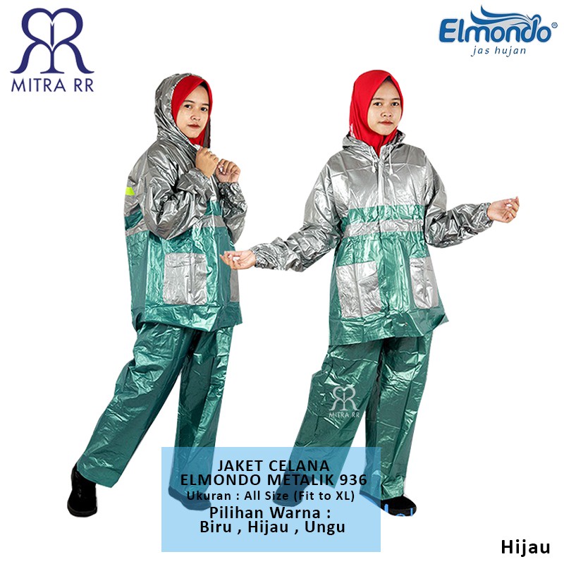 Jas Hujan Jaket Celana Elmondo Kombinasi Metalik 936/ Jas Hujan Setelan Pria Wanita