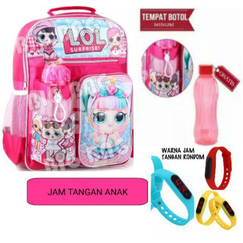 TAS RANSEL SEKOLAH ANAK  PEREMPUAN LOL FREE BOTOL MINUM