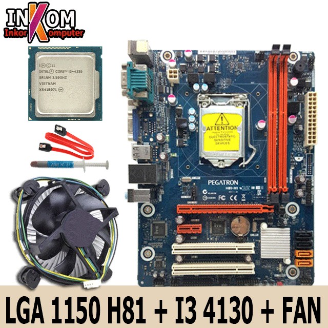 Paket Mobo Mainboard Motherboard LGA 1150 H81 dengan processor haswell