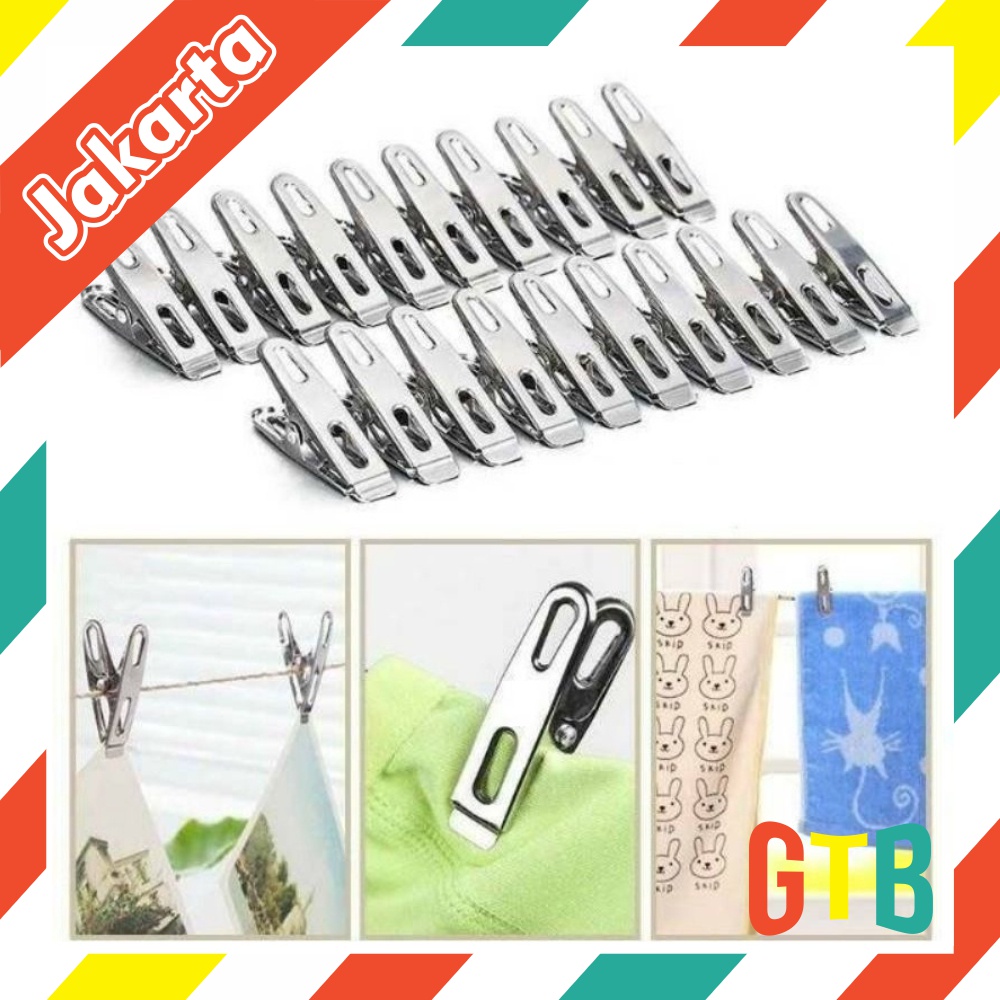 ❤GTB❤ Jepitan Jemuran Anti Karat Stainless steel Jepitan Baju Pakaian SS R584