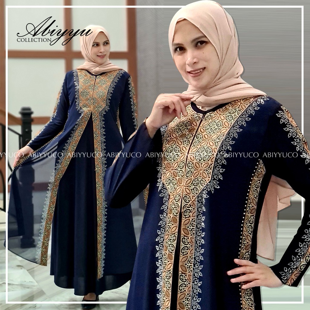 Abiyyuco GL1042 | Gamis Abaya Turkey Busui Hitam dan Warna Turki Mewah Restleting Depan Turky Terbaru Elegan