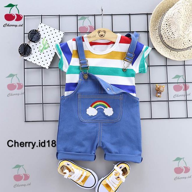 Promo 9.9 Cherry COD Setelan Overall Bayi / Set Jumpsuit Anak / Baju Kodok Anak Cowok JL01/BACA DULU