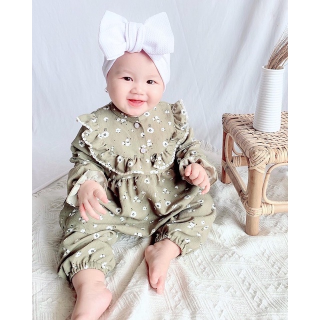 setelan oneset bayi perempuan setelan crinkled rayon anak motif bunga 1-3 tahun KATE JOLLLLY POPPY DIANA CRINKLED ONESET setelan rayon bayi