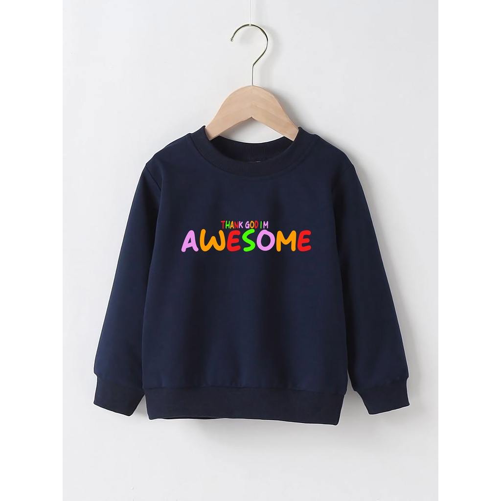 sweater anak perempuan usia 2 - 12 tahun jaket crewneck distro anak laki laki awesome