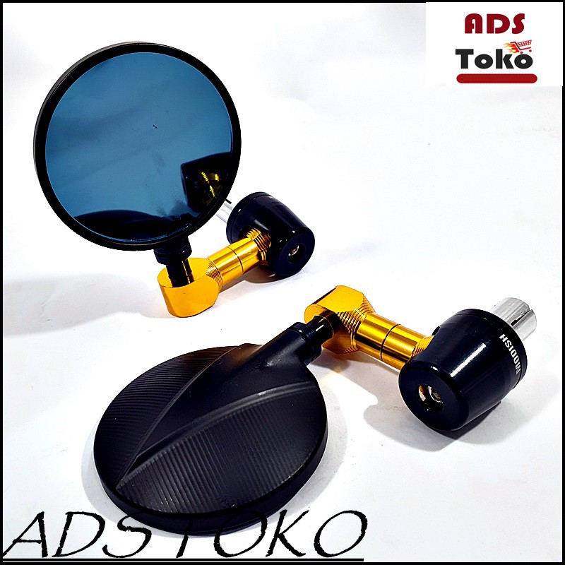 Jalu Spion Stang Bar End Kaca Spion Biru Gagang Gold CNC Yamaha Nmax Mio Beat Dll Universal PNP