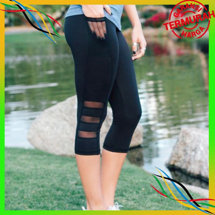 OLAHRAGA CELANA LEGGING SPORT 3 4 WANITA IMPORT BAHAN PREMIUM ADA KANTONG BAYAR COD