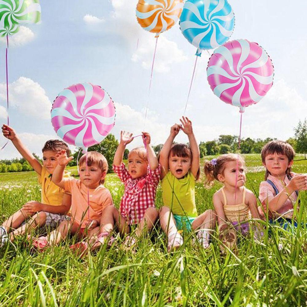 [Elegan] Balon Foil Perlengkapan Pesta Anak Pola Lingkaran Dekorasi Pernikahan Efek Dekoratif Balon Helium