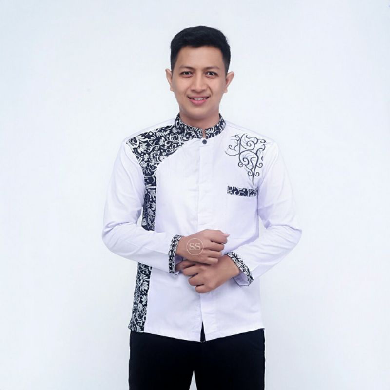 Baju Koko Pria Serba Putih Terbaru Ramadhan Masa Kini Koko lengan Panjang dan Pendek Bahan Katun Motif Batik dan Bordir Kekinian