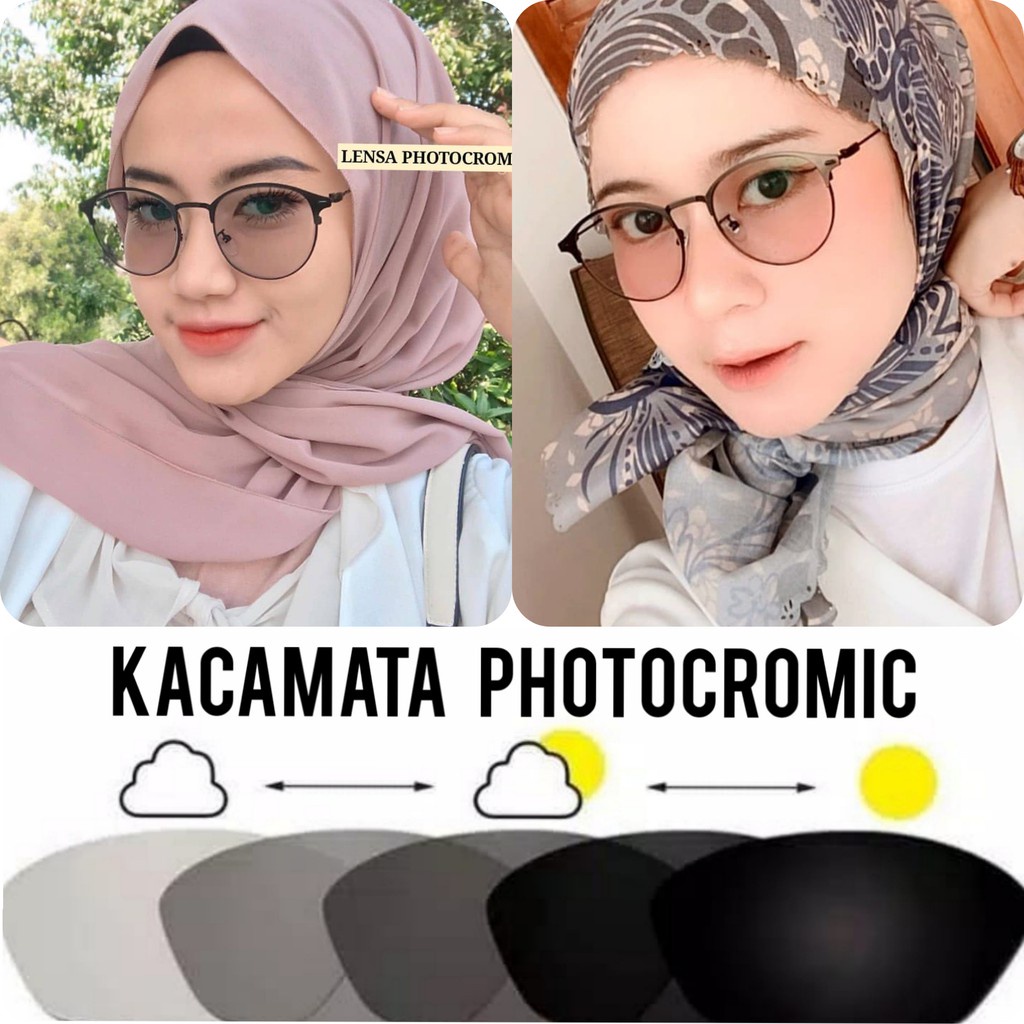 TERMURAH!! NEW PHOTOCROMIC KACAMATA OVAL - TITANIUM KOREAN NEW WANITA PRIA PHOTOCROMIC STYLE VINTAGE