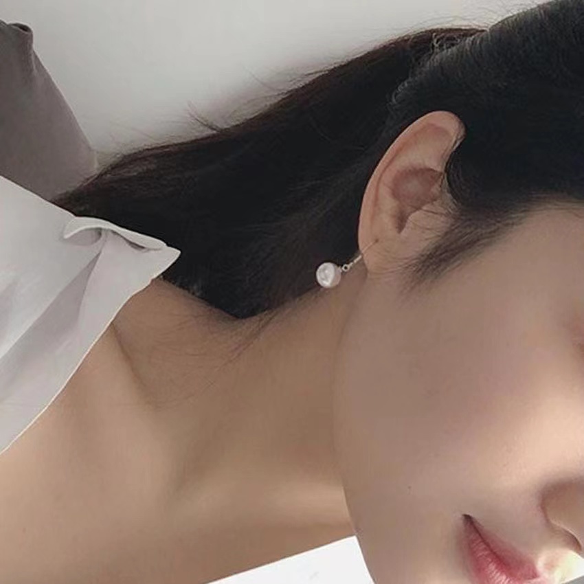 Anting Hook Wanita Mutiara Putih Mode Elegan Korean Aksesoris Earrings Fashion