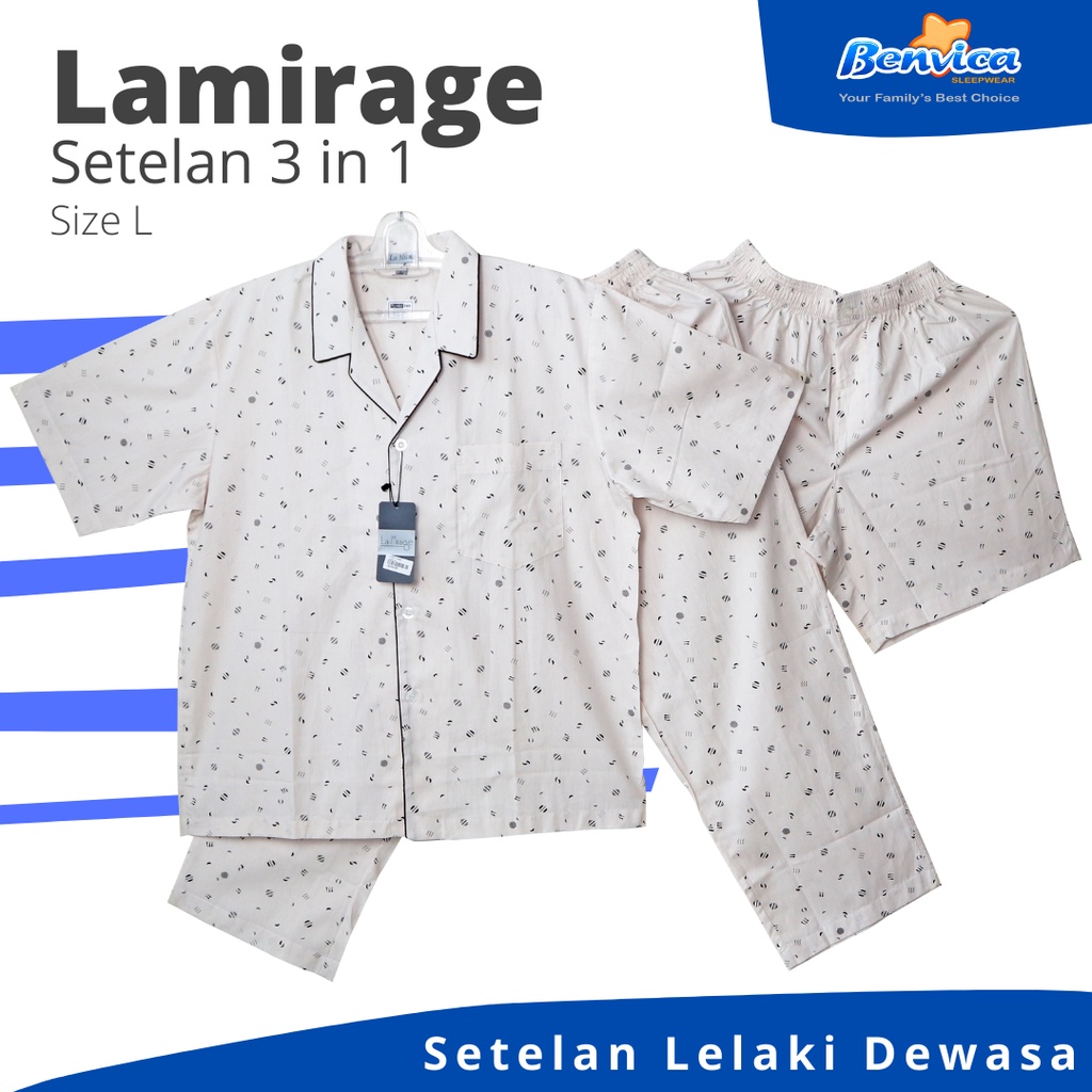 BAJU TIDUR PIYAMA LAKI-LAKI DEWASA KATUN L LA MIRAGE