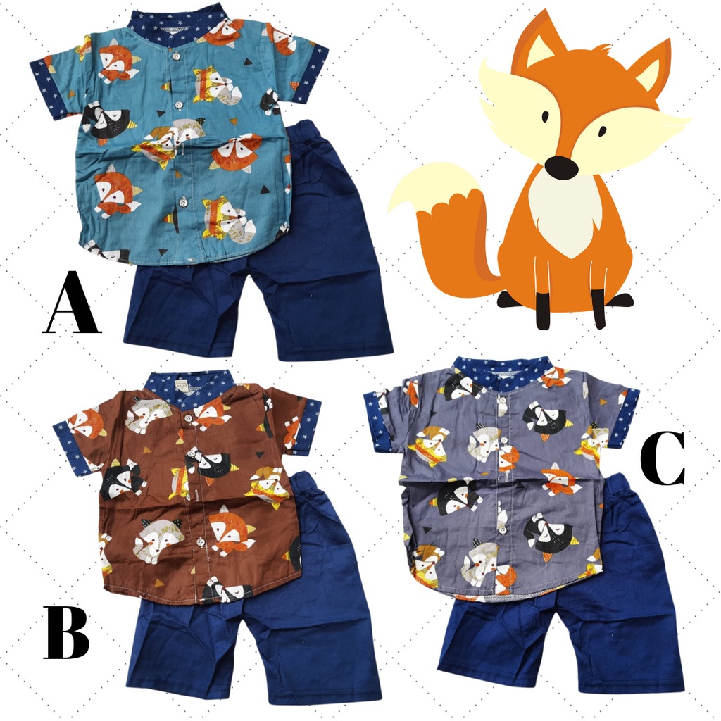 Setelan Kemeja Fox Baby Laki Laki Set Fashion / Main / Kondangan Baby Boy Kids IMPOR MH