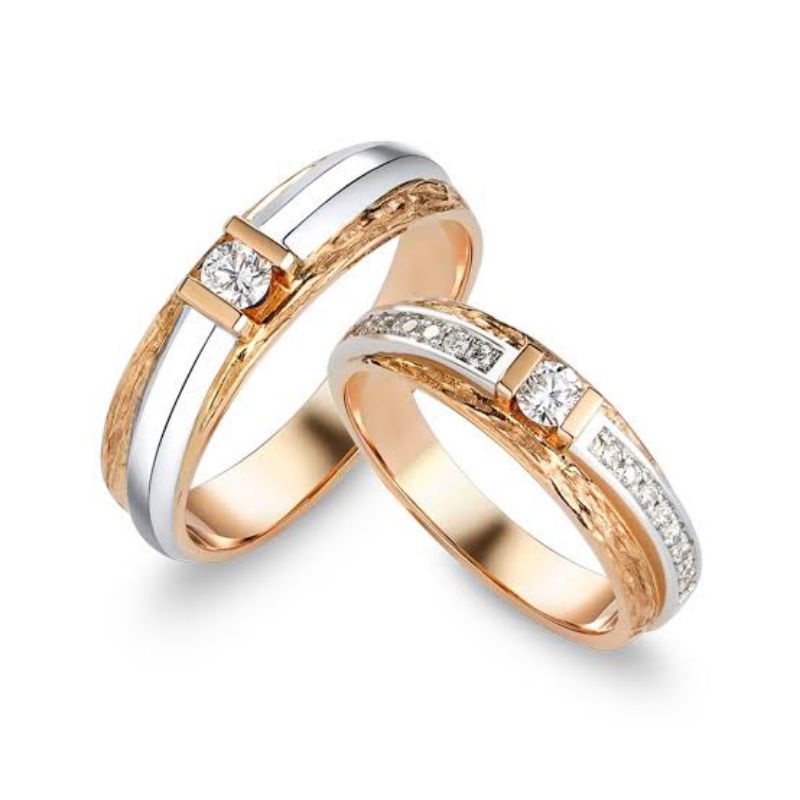 Cincin Kawin Tunangan Nikah Couple Palladium dan Emas