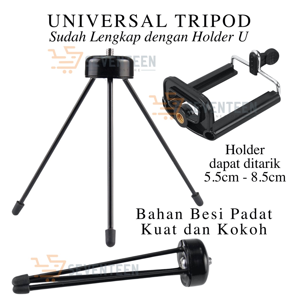 SEVENTEEN TRIPOD MINI BESI HANDPHONE TRIPOD STAND CAMERA PORTABLE UNIVERSAL HP DSLR TONGSIS STAND VLOG TIKTOK