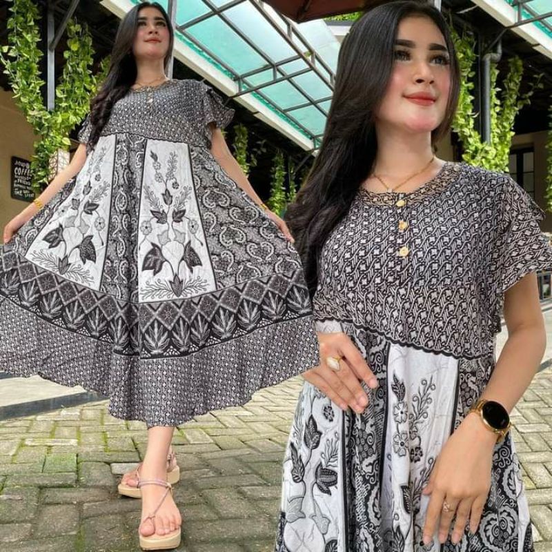 Daster rayon jumbo motif batik sogan daster abu monokrom daster bunga sogan kencana piyama baju tidur