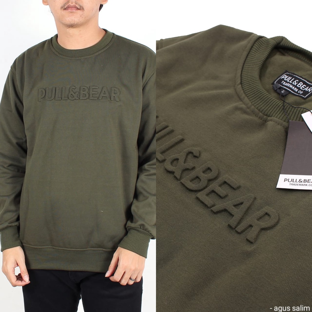 Sweater Pull and Bear Emboss Timbul 3d | Crewneck pull n bear emboss | jaket pull and bear emboss